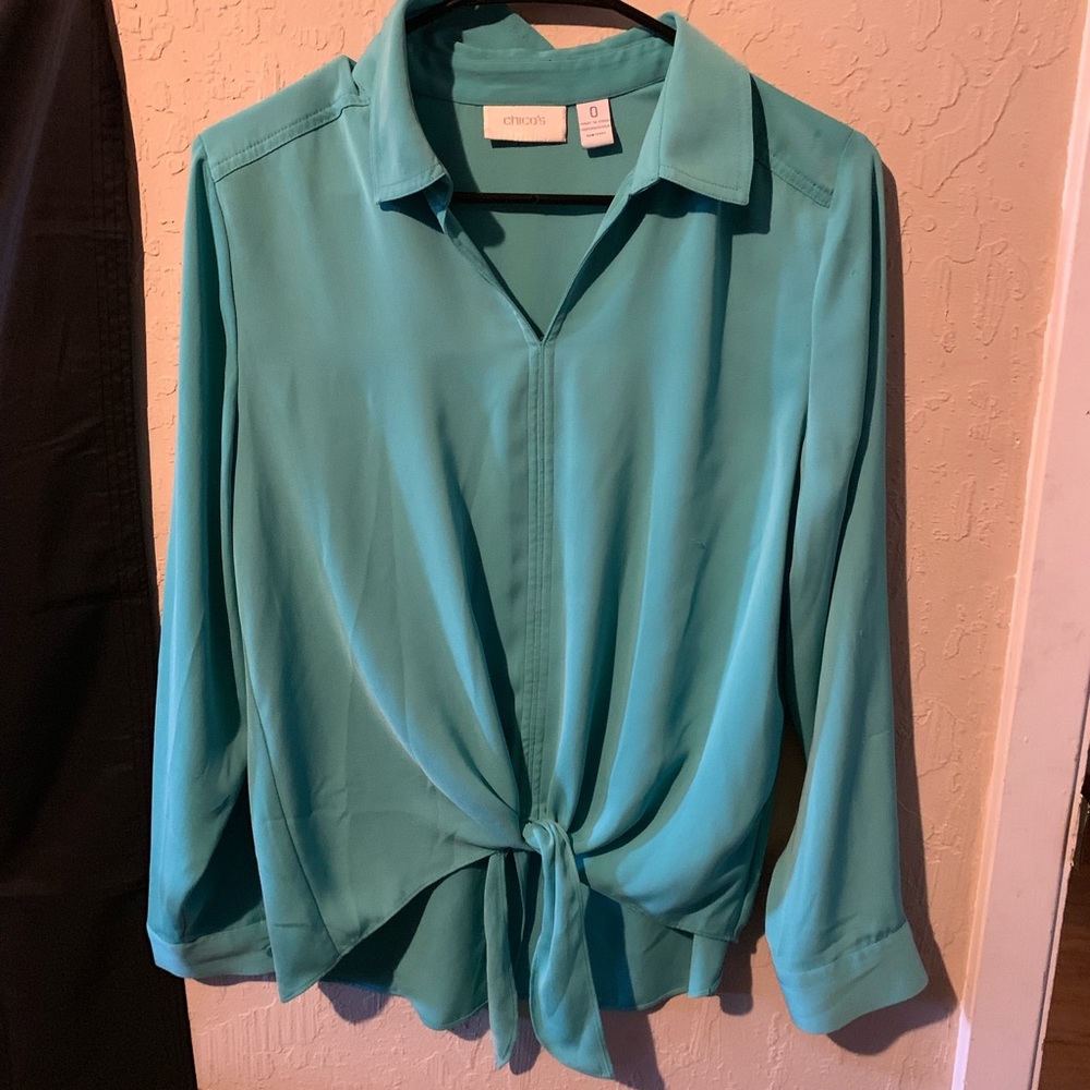 Chico’s teal blouse